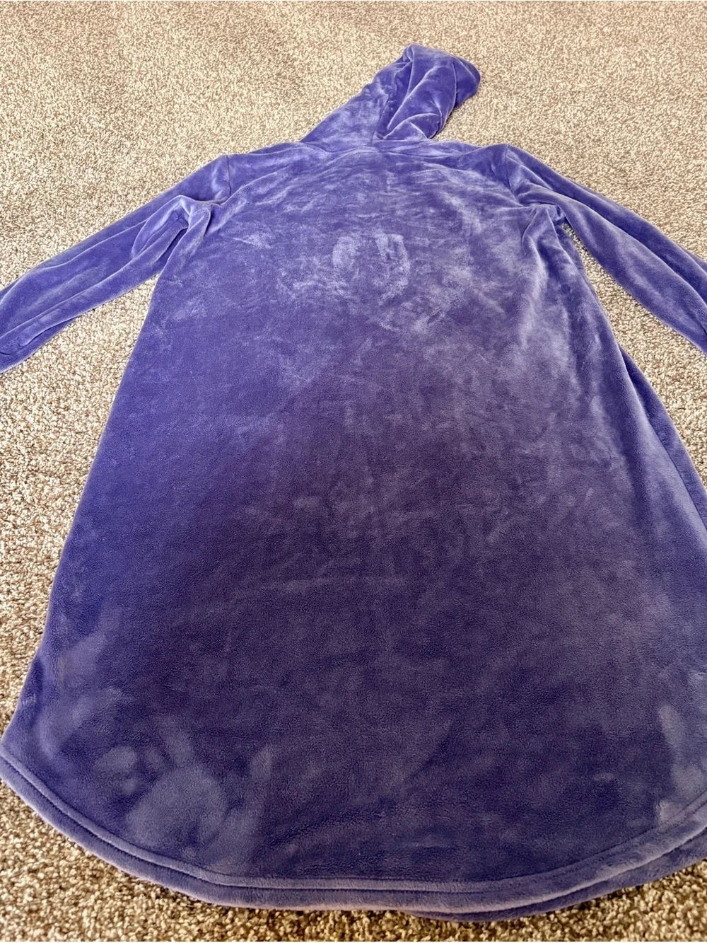 Womens Plush Hooded Night Dress - Purple